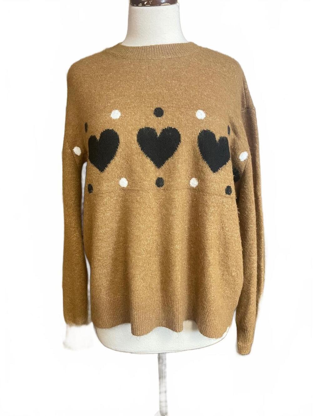 Ann Taylor brown sweater with heart design xl
